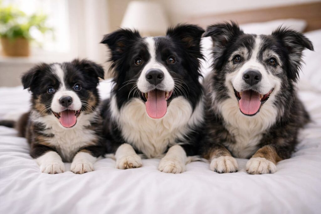 Foto de perros border collies de todas las edades