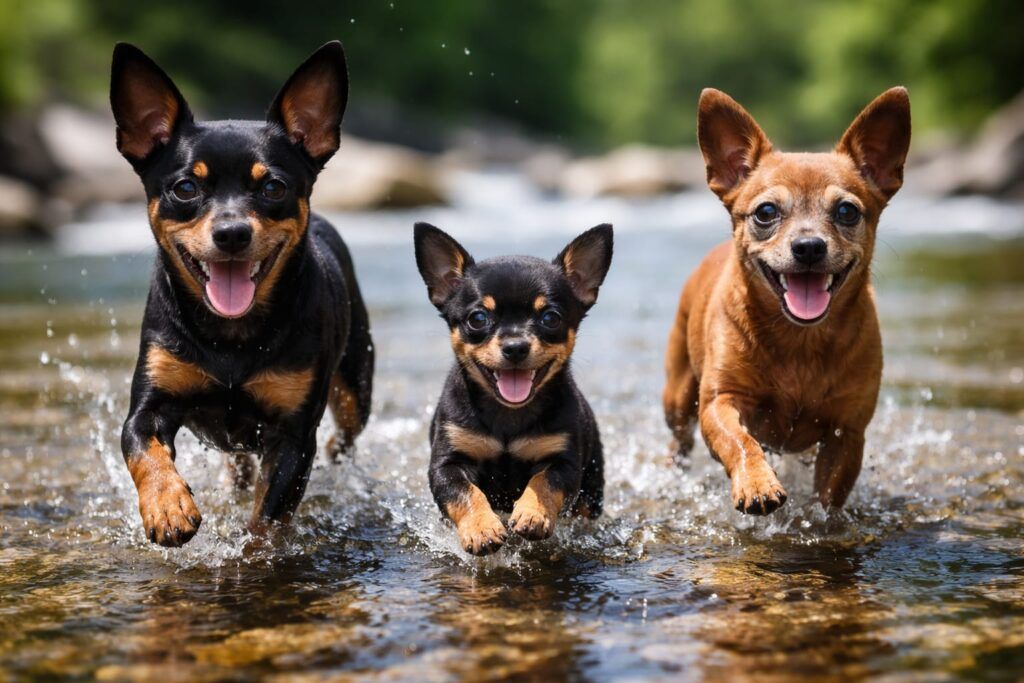 Foto portada de varios pinscher mini de todas las edades