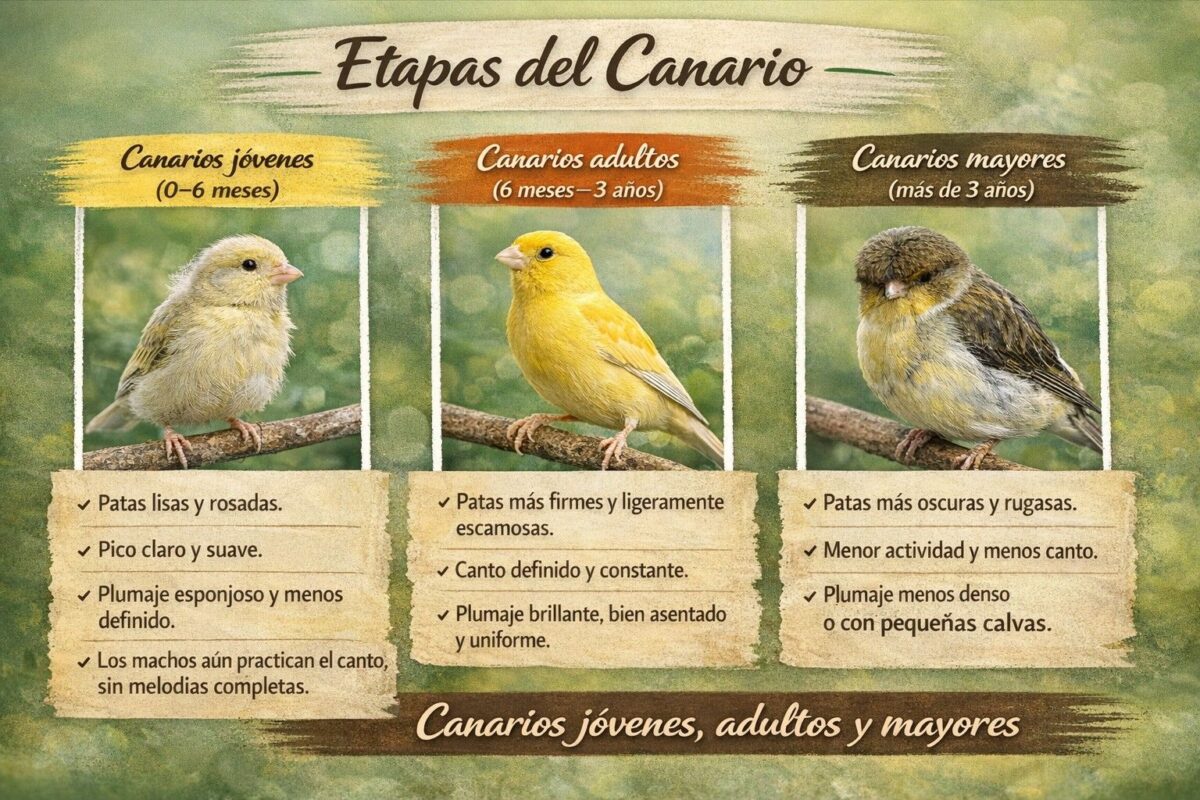 diferencias entre las etapas de la vida de un canario