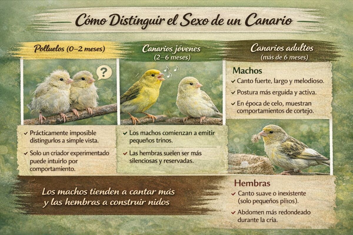 diferencias entre los géneros del canario en las diferentes etapas