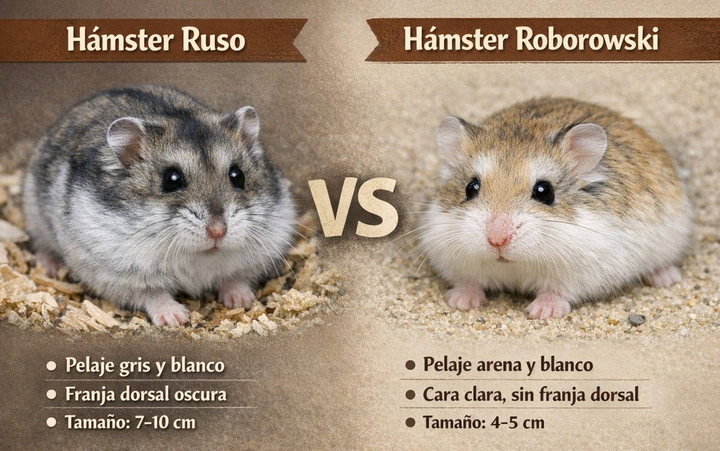diferencias físicas entre el hámster ruso y el roborowski