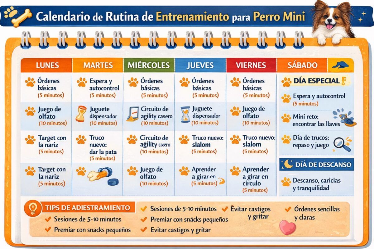 guía para una semana de entrenamiento de un perro mini