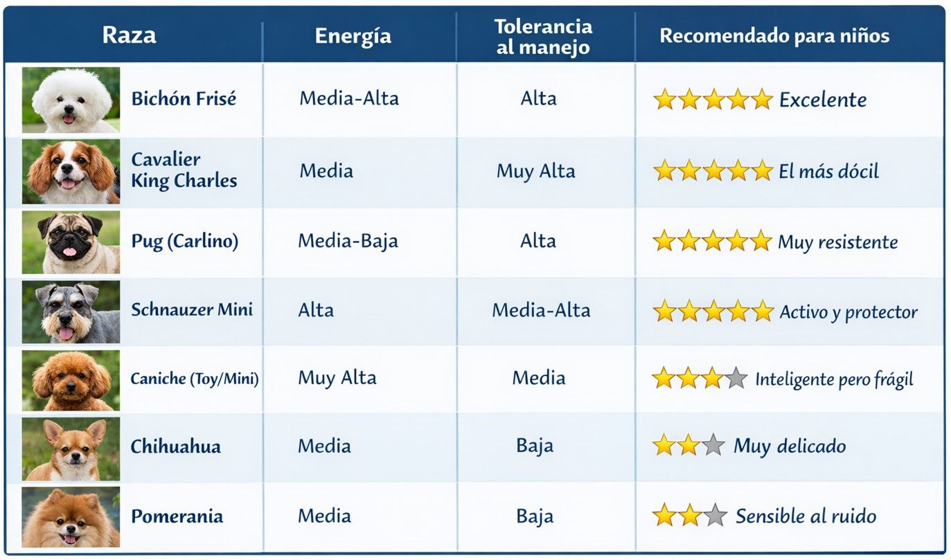 comparativa razas mini compatibilidad niños