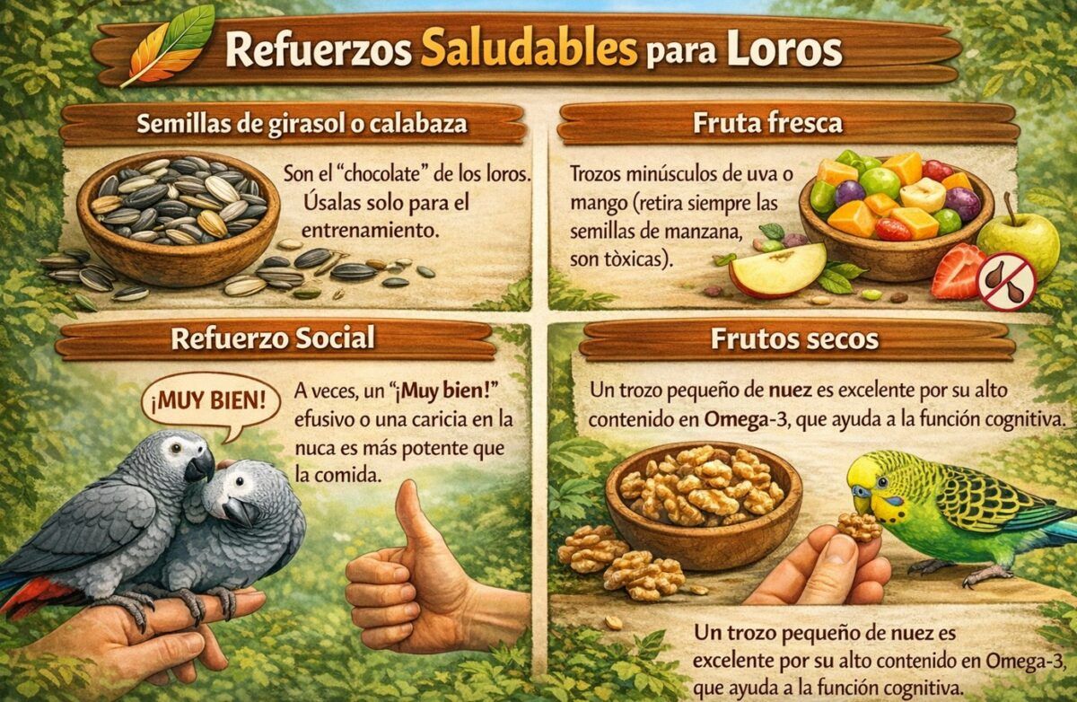 refuerzos positivos para loros
