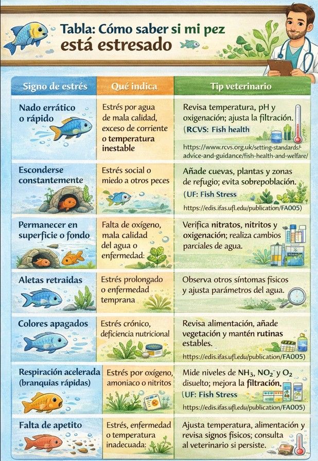 diferentes signos estrés peces