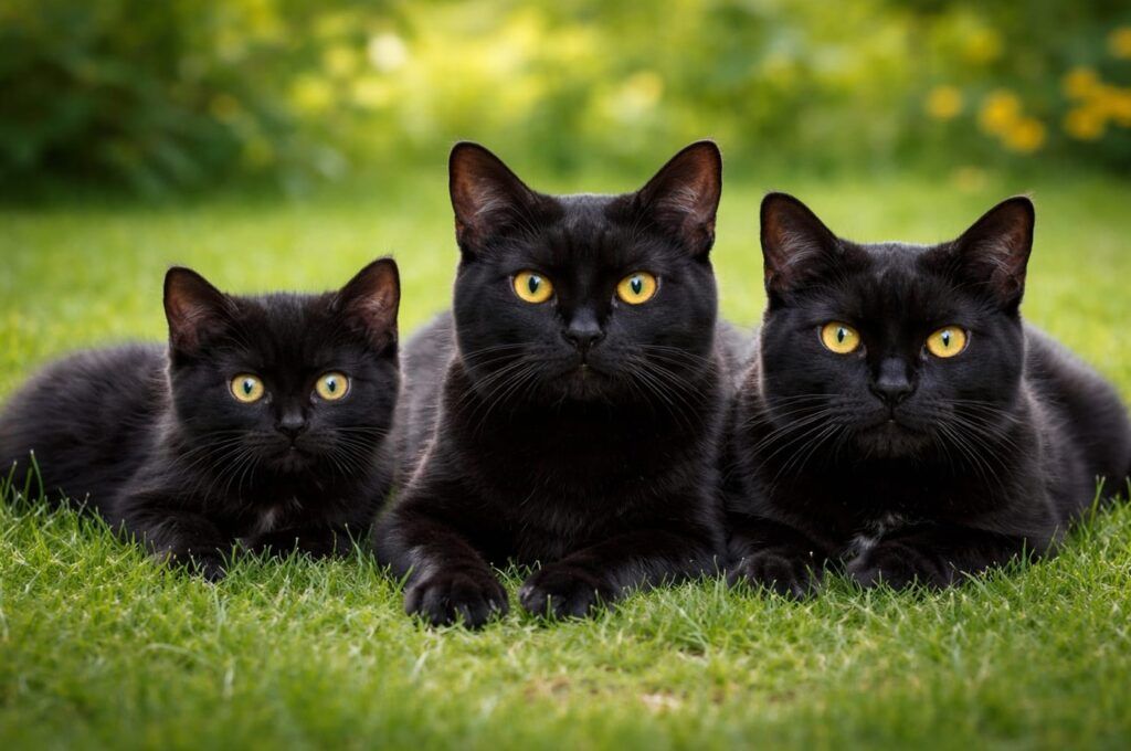 Gato bombay portada, tres gatos bombays