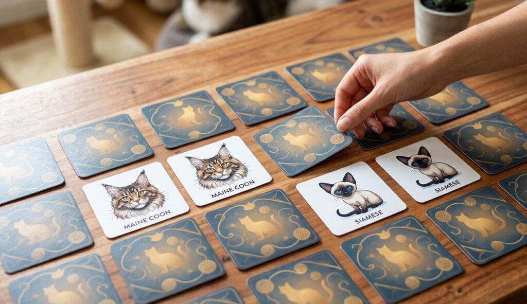 Juego de razas de gatos, juego de memoria de emparejar