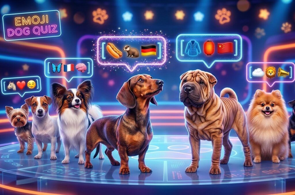 Juego adivina la raza de perro con emojis. Aprende jugando