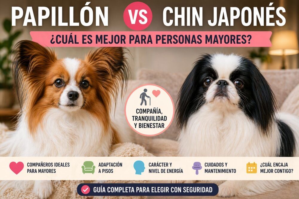 A la izquierda papillón , a la derecha chin japonés. Comparativa