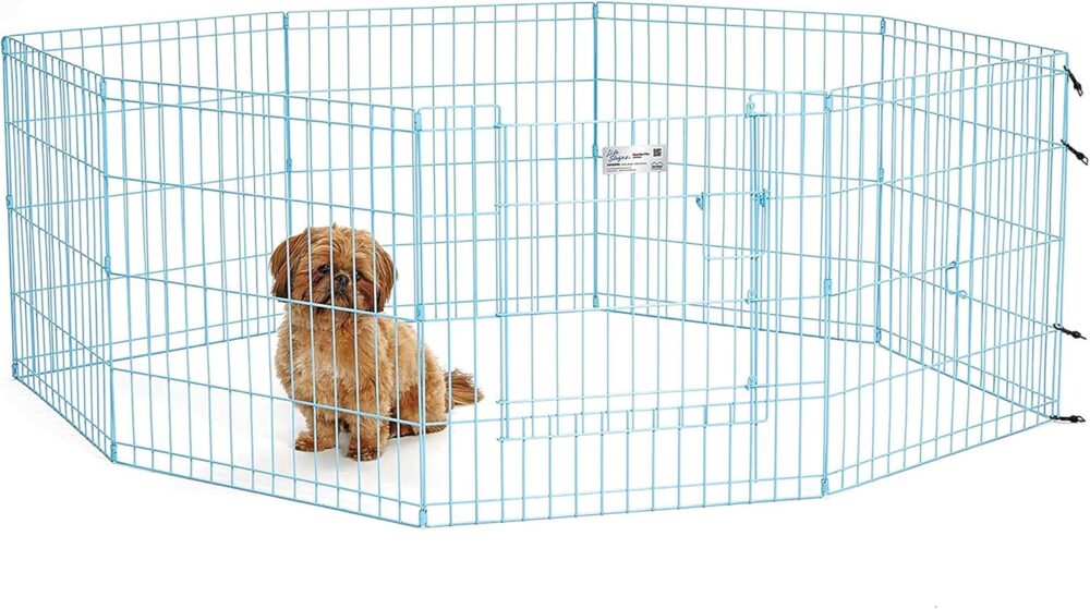 parque de juego para cachorros, azul de rejilla con forma de hexágono